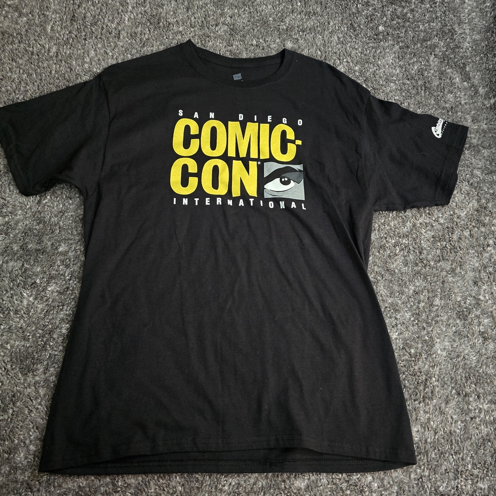 2014 San Diego International -Hanes Black Tee with Bold Yellow Comic-Con Design